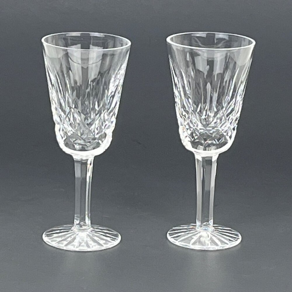 Vintage Cut Crystal Small Wine Cordial Glasses Set of 2